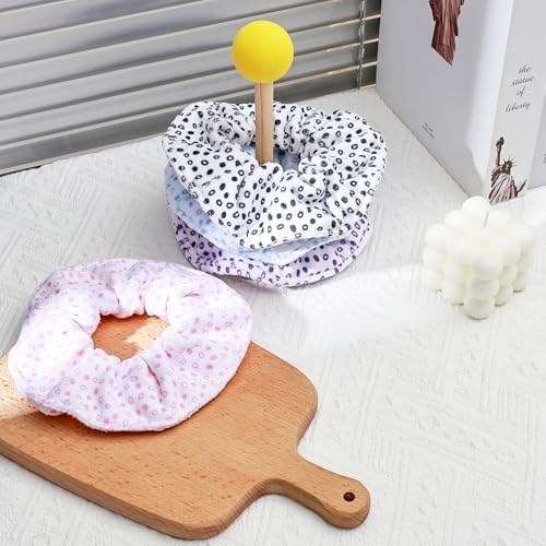 Hair Towel Scrunchies 4-Piece Microfiber Oversized Dry Polka Dots - Image 3