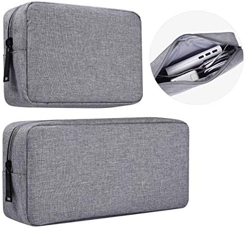 Portable Electronics Accessories Storage Bag, 2PCS Big + Small Carrying Case Travel Cable Organizer Cosmetic Bag Pouch Compatible Hard Drive, Power Bank, Mouse, Laptop Charger, Cellphone, Gray by imComor