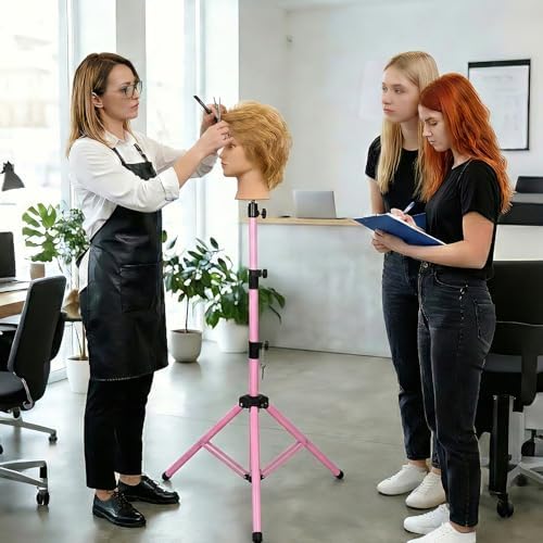 AliLeader 55 Inch Wig Stand Tripod - Adjustable Mannequin Head Stand Wig Tripod Stand Wig Head Stand Tripod for Training Heads and Canvas Block Head (Mannequin Head Not Included,Pink) - Image 7