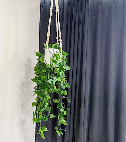 Comtelek Fake Hanging Plants Artificial Plants for Home Decor Macrame Plant Hanger with Fake Vines Faux Hanging Planter Greenery for Wall Ceiling Bedroom Bathroom Kitchen Office Boho Decor Indoor - Image 5