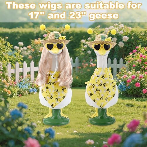 Bee Porch Goose Outfit Set with Blonde Wig & Straw Hat, 4-Pcs - Image 3