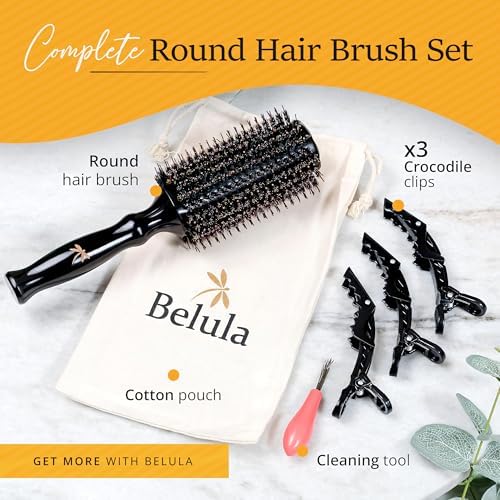 Belula Boar Bristle Round Brush for Blow Drying, Small 1.0 Inch Barrel - Image 6