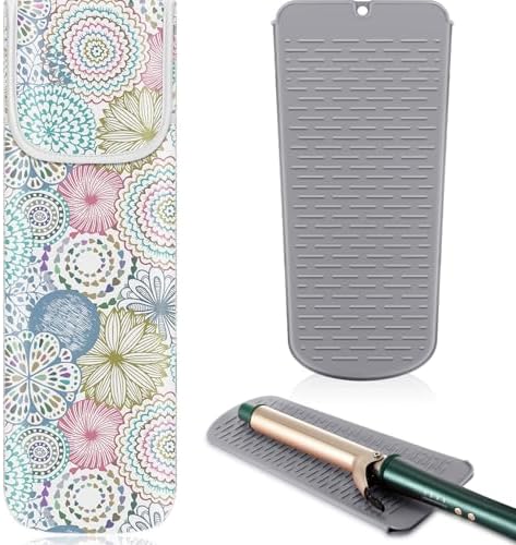 Shappy 2 Pcs Heat Resistant Curling Iron Flat Iron Travel Case,Mandala by Shappy