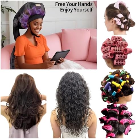 Hair Roller-Specific Heating Bonnet,Shorten Heatless Rods Rollers Curling Time,Styling Hairs at Home&Helps Curls Stay Longer,Frizz Control, Lightweight & Portable for Travel(Rollers Not Included) - Image 2