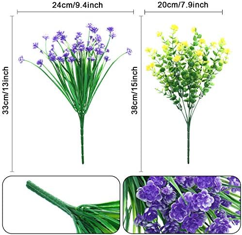 WILLBOND 12 Bundles UV Resistant Faux Flowers, Yellow, Purple, White - Image 6