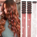 Red Hair Tinsel 12Pcs Clip in Hair Tinsel Kit 20.5 Inch Fairy Hair Tinsel Kit Heat Resistant Hair Accessories Glitter Hair Extensions for Christmas Halloween Cosplay Party by Ubeleco