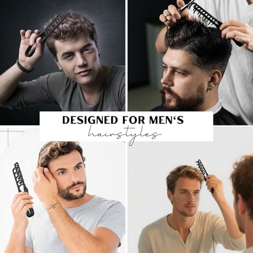 Wide Tooth Comb for Men | Textured Styling Comb for Curly Hair | Hair Volumizer Tool with Fluffy Texture | Plastic Quad Comb for Men's Hair Styling (Black, Large) - Image 6