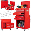 Dawmilon 8-Drawer Rolling Tool Chest, 2-in-1 Tool Box Organizer with Lockable Wheels, Sliding Drawers, and Detachable Top, Garage Workshop Tool Storage Cabinet, Red by Dawmilon