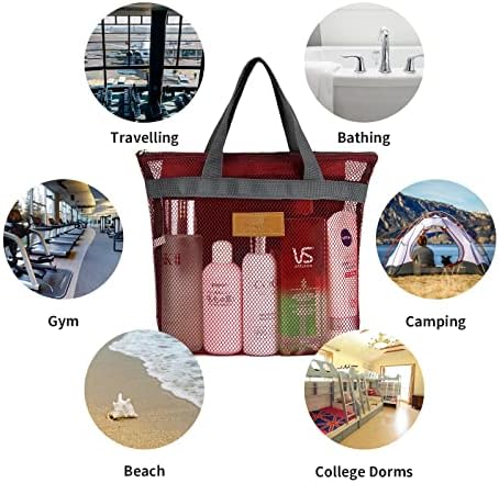 TOPASION Mesh Shower Caddy Bag Portable Hanging Toiletry and Bath Organizer with Zipper for Travel, Gym, Camping, College Dorms, Beach - Image 7