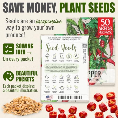 Seed Needs Thin Cayenne Pepper Seeds to Plant Vegetables - 20 Packs - Image 3