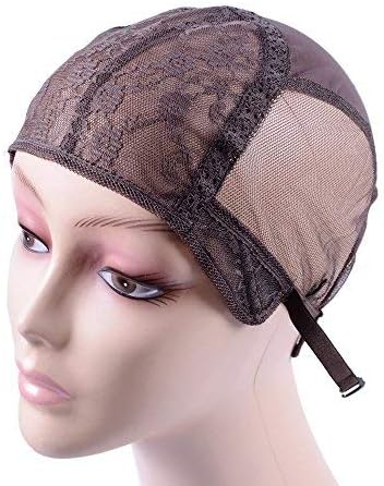 YANTAISIYU Double Lace Wig Caps for Making Wigs with Adjustable Strap on the Back Weaving Hairnets Swiss Lace Wig Cap (Dark Brown L) - Image 6