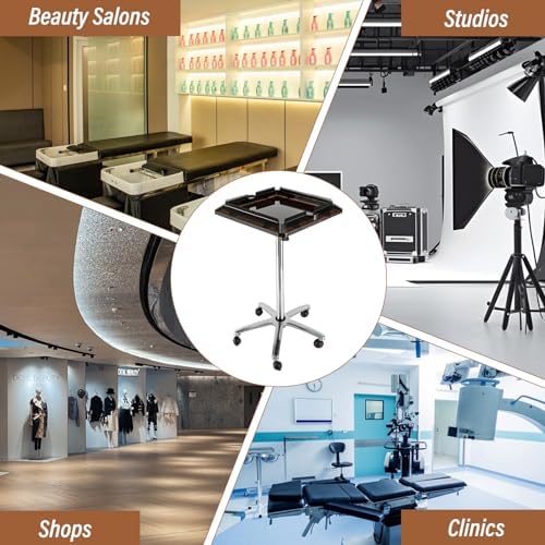 Hair Extension Holder, Rolling Salon Hair Extension Tool, Stainless Steel Tray Cart Height Adjustable, Removable Hair Extension Tool Tray with Wheel, Rolling Salon Tray Cart Black - Image 5