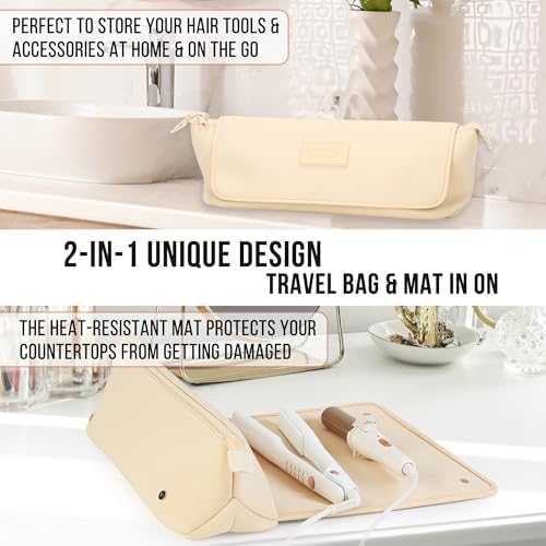 BAREFOOT CARIBOU Hair Tools Travel Bag and Heat Resistant Mat 17" (Ivory) - Image 5