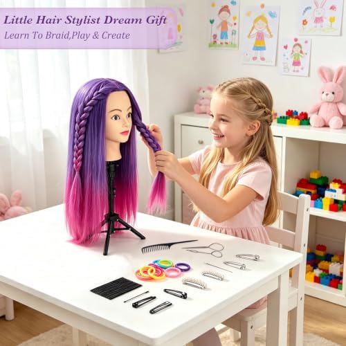 Mannequin Head with Hair 28" Doll Head for Hairdresser & Tripod Stand - Image 5
