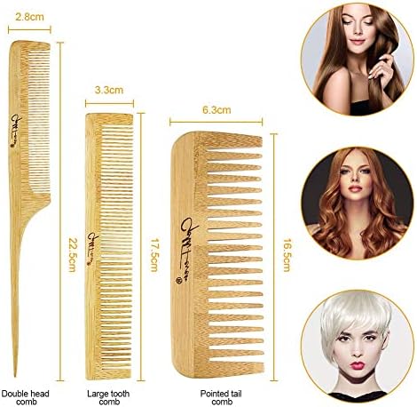 BestFire 6 in 1 Hair Brush Set for Men & Women: Bamboo Bristle Hairbrush, Tail Comb, Double Head Comb, 3 Air Cushion Massage Brushes for Scalp Massaging - Image 5