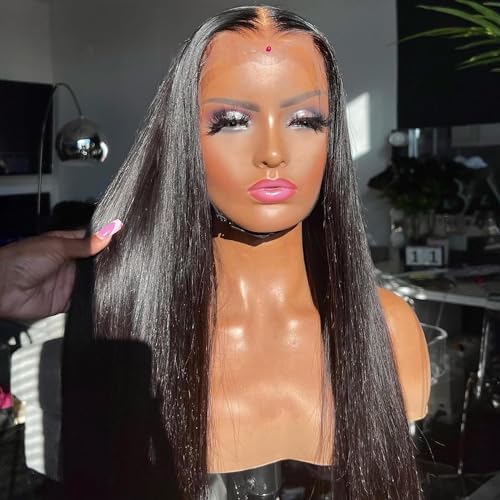 BEEOS 13x6 SKINLIKE Real HD Lace Front Wig, Ultra-fitted Cap Design 250% Density Bleached Single Knot Pre-Plucked Vivid Hairline 0.10mm Ultra-thin Invisivle Lace Wig Straight 24 Inch by BEEOS