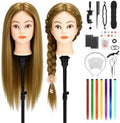 26"-28" Mannequin Head with 80% Real Hair – Cosmetology Training Head for Hair Braiding, Styling & Makeup Practice – Doll Head with Clamp by Twowin