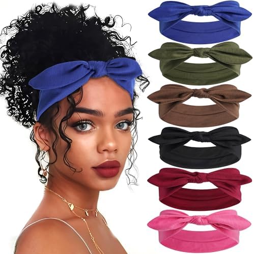 6 Pcs Bow Headbands for Women Elastic Sweat Band Boho Head Band by ZUYASEZ