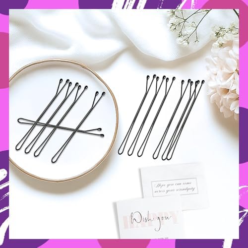 2.2 Inch Black Hair Bobby Pins Metal Clips Flat Straight Ball Tips Non-slip Decorative Long Short Women Girls Nickel Free Hairdressing Wedding Accessories with Case 100 PCS - Image 4
