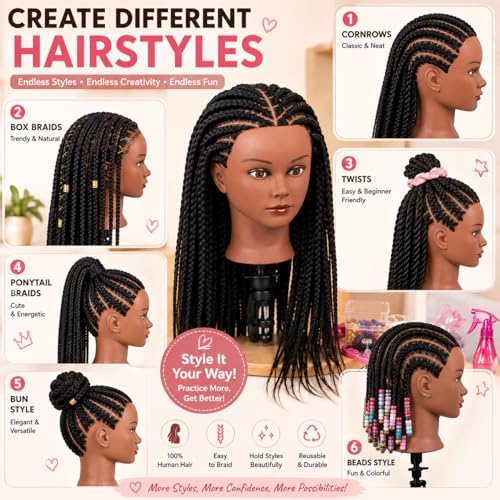 MORRIS 16 Inch Human Hair Mannequin Head, Long Straight, with Clamp - Image 4