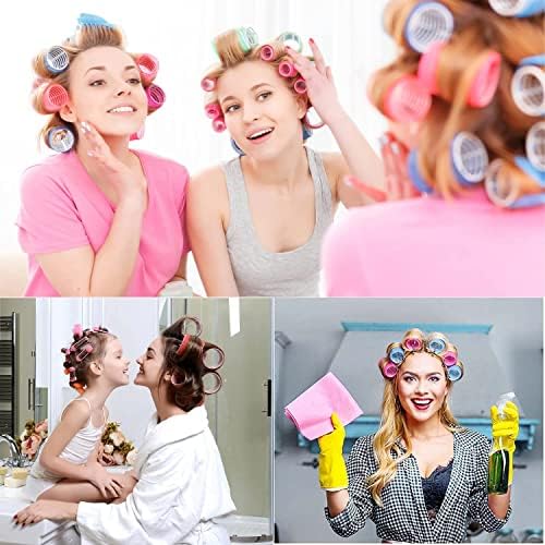 BESSEEK Hair Rollers Sets, 12 Pcs Self Grip Salon Hair Dressing Curlers, Jumbo Large Rollers for Long Short Hair, DIY Curly Hairstyle for Women, Heat-free Hair Curlers (6XLarge+6XMedium) - Image 4
