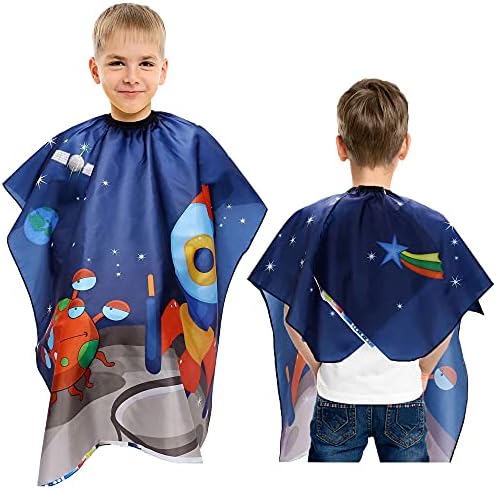 Kids Haircut Cape, Hair Cutting Cape for Kids & Adults - Professional Waterproof Barber Cape Salon Cape Cloak for Hair Stylist (Space Rocket) - Image 2