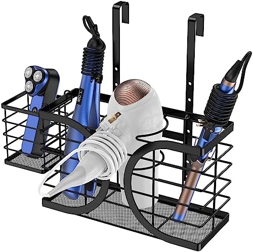 Hair Dryer Holder 3in1 Hair Tool Organizer/Wall Mounted,Cabinet Door or Desk-based Blow Dryer Holder/Height-adjustable Curling Iron Holder/Bathroom Cabinet Organizer for Flat Irons by Aolldy
