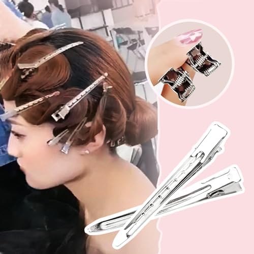 30 Packs Hair Clips, Duck Bill Clips, Hair Coloring, Hair Clips & Barrettes, 3.5 Inches Rustproof Metal Alligator Curl Clips with Holes for Hair Styling, Silver - Image 5
