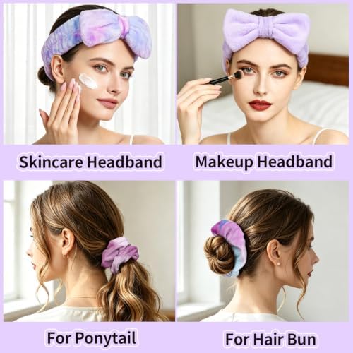 LEOBRO Purple Spa Headbands, Makeup & Skincare Headbands for Washing Face - Image 7