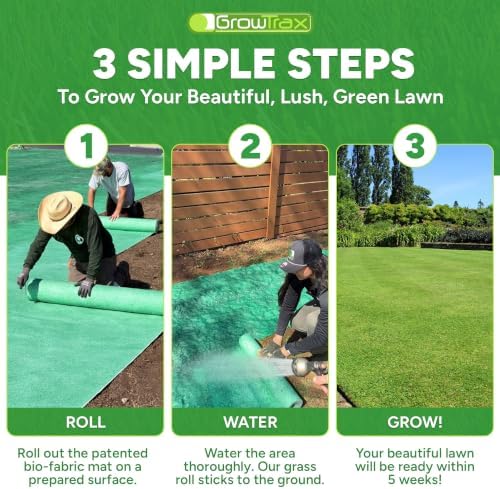 Growtrax PRO-Lawn 3-in1 Rio Bermuda Mix Grass Seed Roll Mat - 500 Sq Ft - Image 4