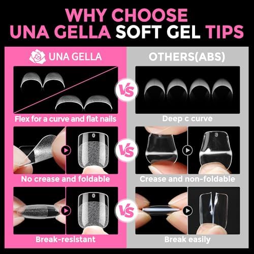 UNA GELLA Extra Short Squoval Gel Nail Tips 216pcs Pre-shaped Half Matte - Image 6