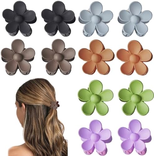 12 PCS Small Flower Hair Claw Clips for Women Kids Girls Teens, 1.37 Inch Mini Jaw Clips Clamps Nonslip Clip/Hair Accessories Tiny hair clips(6 Colors) by YosaiHom