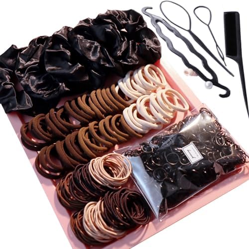 YANRONG 755PCS Hair Accessories for Woman Set Seamless Ponytail Holders Variety Hair Scrunchies Hair Bands Scrunchy Hair Ties For Thick and Curly (755PCS (black brown)) by SimplifyYourLife