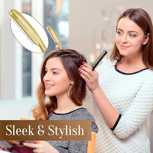 Facón Hair Razors for Cutting Hair - Professional Hair Styling Razor Kit with 11 Replacement Blades, Stainless Steel Hair Cutting Tool for Salon & Home, Premium Hair Thinning Texturizing Faether Razor - Image 3