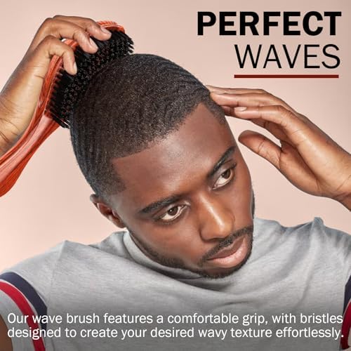 Handle Brushes for 360 Waves - Hard Wave Hair Brushes Wave Styler Great for Wolfing Wave Styler Brush Great for Black Hair - Boar & Nylon Bristle Curve Wave Brush for Barbers & Daily Use (Red) - Image 5