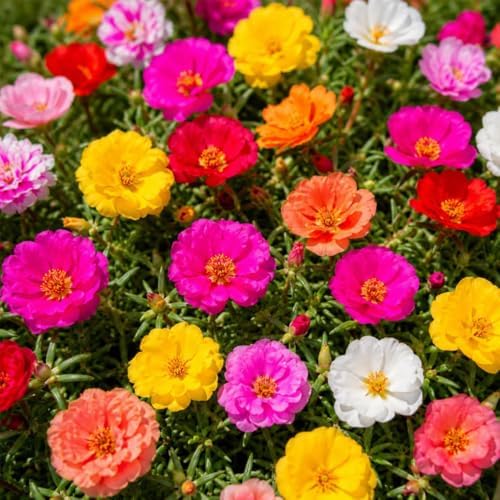 11000+ Mix Moss Rose Seeds for Planting - Drought-Tolerant, Ground Cover Plant, Ideal for Rock Gardens & Hanging Baskets, Low-Maintenance Landscape by Unknown