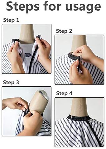 Professional Salon Cape Polyester Barber cape Hair Cut Cape,57”x66.8”,Black and White Stripes,C250023B-L - Image 6