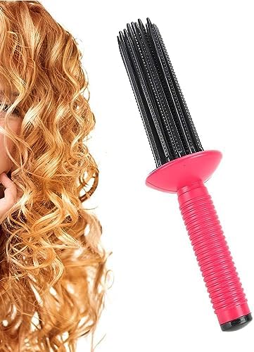 Hair Fluffy Styling Curler Curls Comb,Hair Curler Curling Make Up Brush Roller Tool Portable Comb Anti‑Slip Professional Round Hair Brush for Home Personal Use Travel by WenTigDY