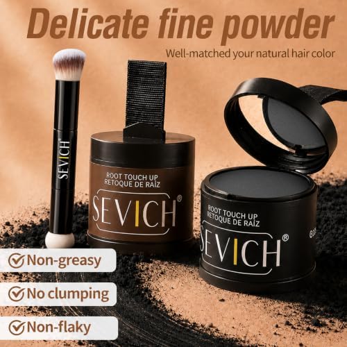 Sevich Hairline Powder 10g 2-Pack with Brush, Instantly Conceals Hair Loss & Thinning, 48H Waterproof Root Touch Up Powder, Natural Hair Shadow Toppers for Women & Men, 2 Box = 5 Boxes,Dark Brown - Image 4