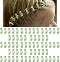 ANBALA 65PCS Mini Flower Hair Clips with Rhinestone Mini Glitter Teeth Rhinestone Flower Hair Accessories No-Slip Grip Metal Jaw Clamps for Girls Women (Silver-Green Crystal) by ANBALA