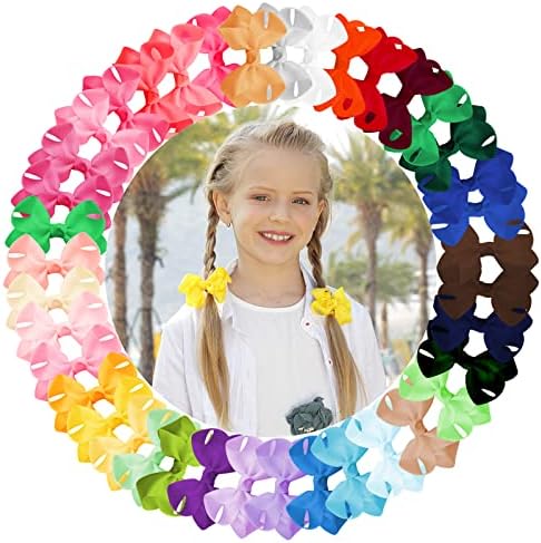 Oaoleer 40Pcs 3" Grosgrain Ribbon Alligator Clips, Barrettes & Hair Accessories for Baby Girls, Infants, Toddlers, Kids, Teens, Children (3 Inch, 40 Colors) by Oaoleer