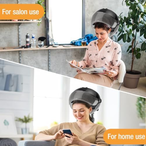 Hooded Hair Dryer, Standing Hair Dryer on Wheels, Sit Under Dryer with 3 Temperature Settings, for Salon, Spa or at Home Use Black - Image 2