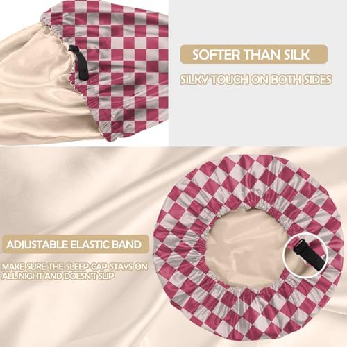 Satin Hair Bonnet Silk Bonnet for Sleeping Double Layer Elastic Adjustable Reusable Cute Aesthetic for Women Girls - Image 3