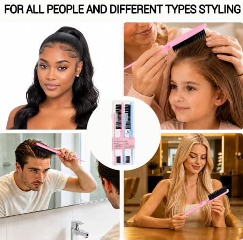 Aigee Slick Back Hair Brush & Edge Brushes and Combs Set,6Pcs in box - Image 7