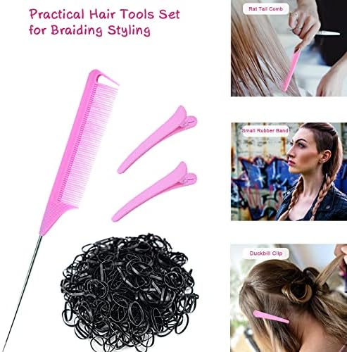 Ningrou 1008 Pcs Hair Beads Kit for Girls Hair Braids, 500Pcs 9x6mm Glitter Pony Beads, 500Pcs Mini Elastic Rubber Bands, 5Pcs Quick Beaders, 1Pcs Rattail Comb and 2Pcs Duckbill Clips - Image 7