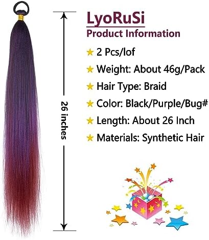 Braided Ponytail Extension with Hair Tie Purple Gradient Braid Extensions - Image 2