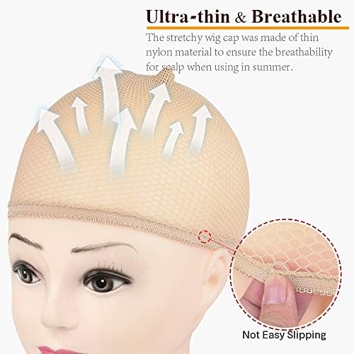 MORGLES Mesh Wig Caps 6 Pack, Closed End Beige Hair Nets for Women Men - Image 4