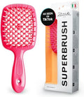 Janeke Superbrush Detangling Brush for Soft Smoothing Hair Brushing with Anti-Static Bristles - Vented Wet Hair Brush for Blow Drying Use - for Curly, Thick, Wavy, Fine Hair Types (Bright Pink) by Janeke