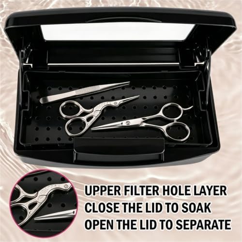 YoleShy Nail Tool Cleaning Box Balck Plastic Clean Container for Tweezers - Image 2