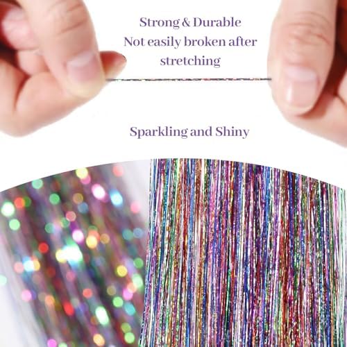 Hair Tinsel 8 Packs 1600 Strands 50 Inch Tinsel Hair Extensions - Image 2